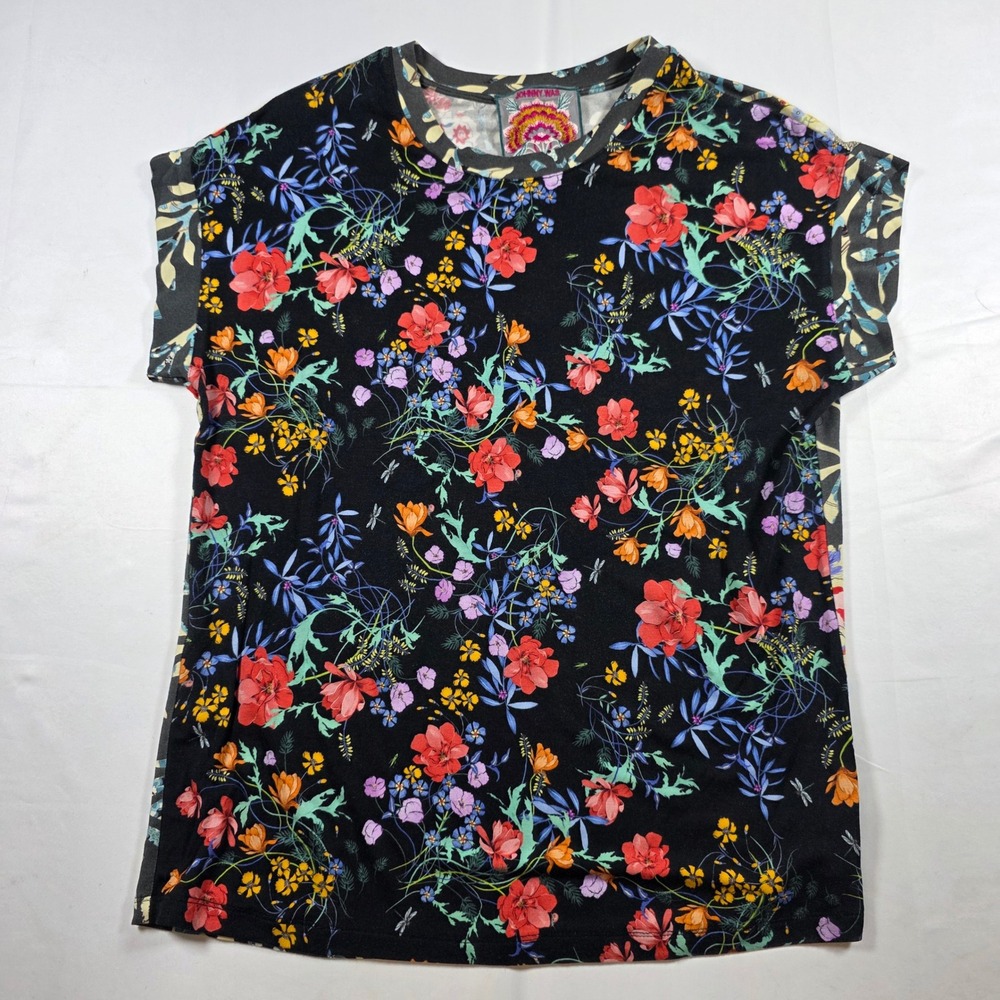 Johnny Was Kashim Relaxed Floral Short Top Floral Tee XS Boho